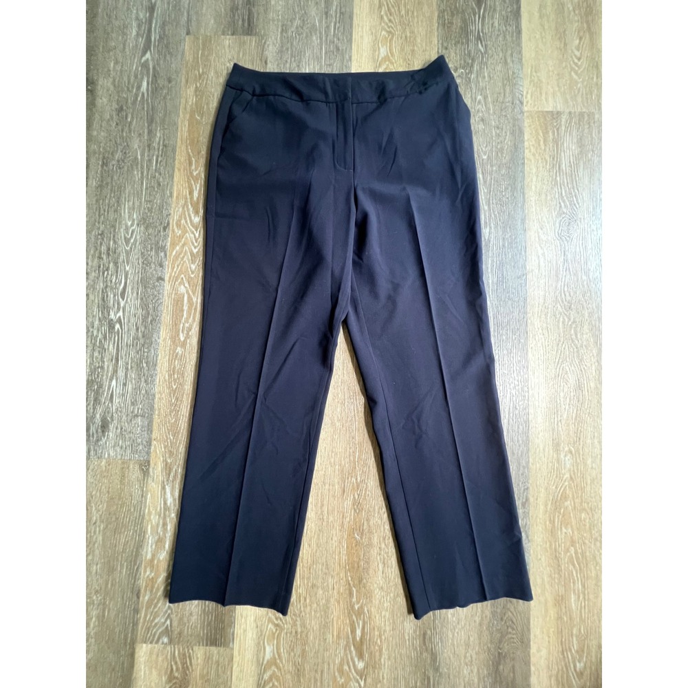 Kim Rogers Signature Dress Pants Women 14 Navy Blue Straight Leg Career Trousers